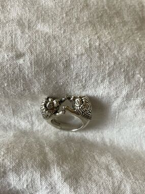Vintage | rare Elizabeth & James double lion diamond eyes 925 sterling ring